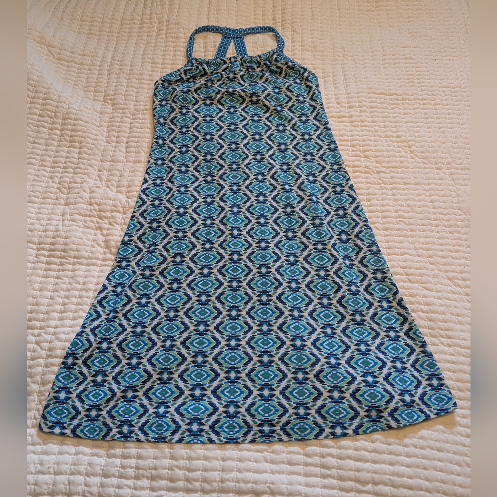 prAna Cali Dress-Blue Geometric Pattern Knee Length Dress Size SM - Picture 3 of 7